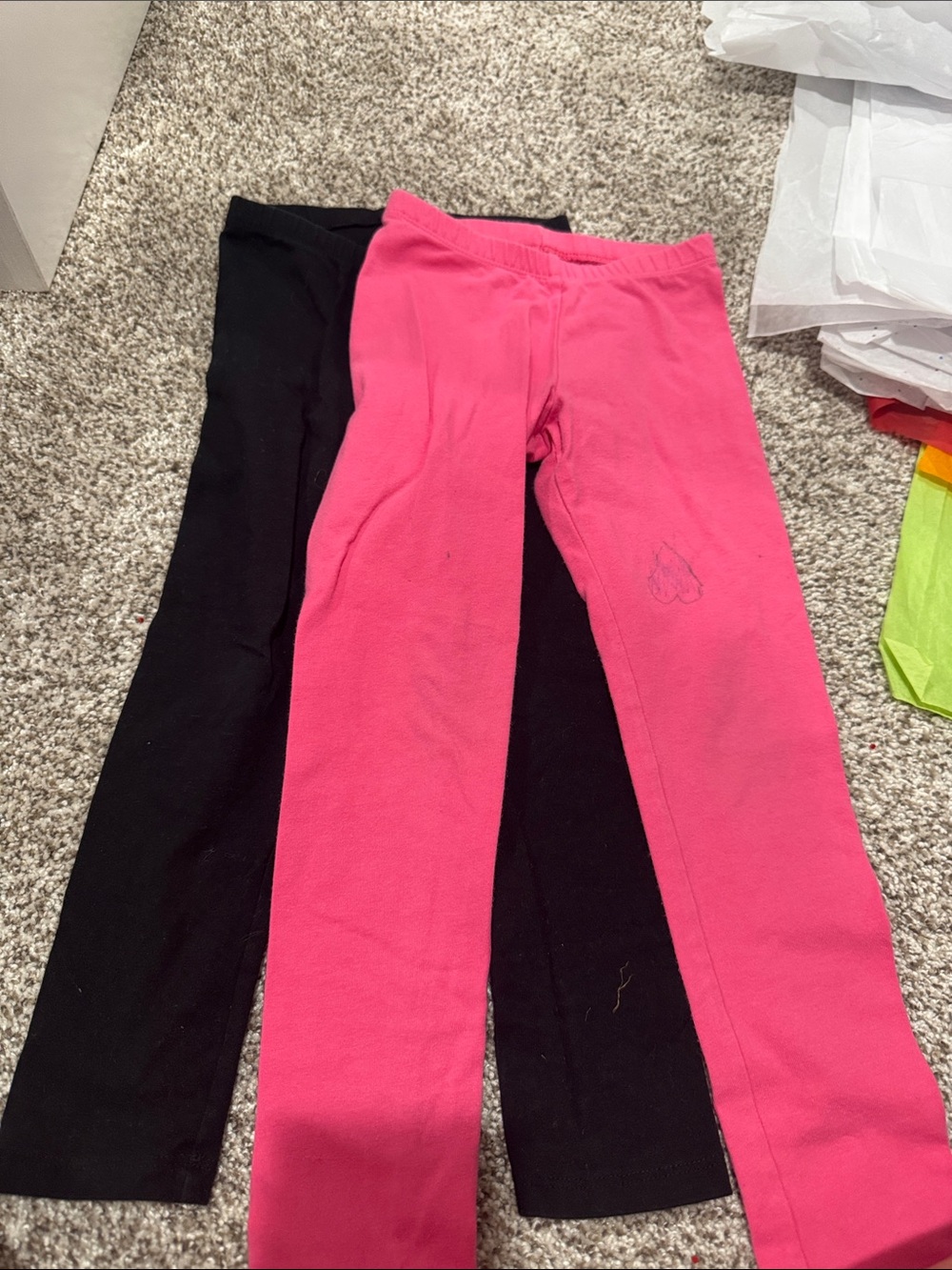 Girls' Cotton Leggings - Pink & Black 5t